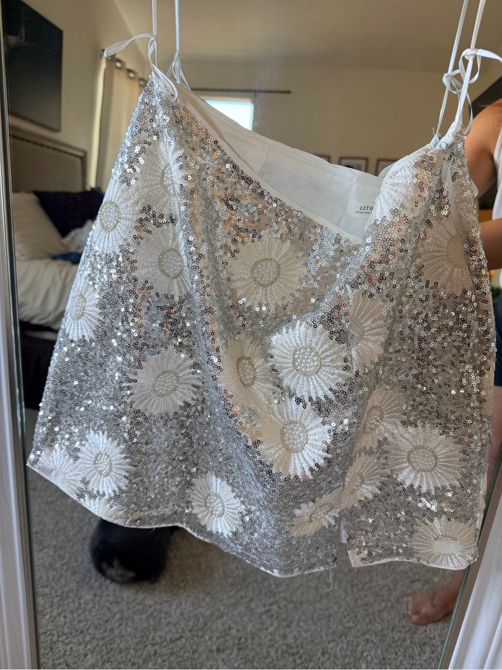 12th Tribe Sequin Daisy Two-Piece Crop Top & Skirt Set - XL top, L bottom - Picture 3 of 8